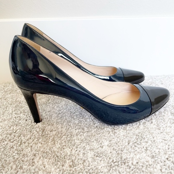 Prada Black and Navy Cap Toe Heels - Picture 3 of 10